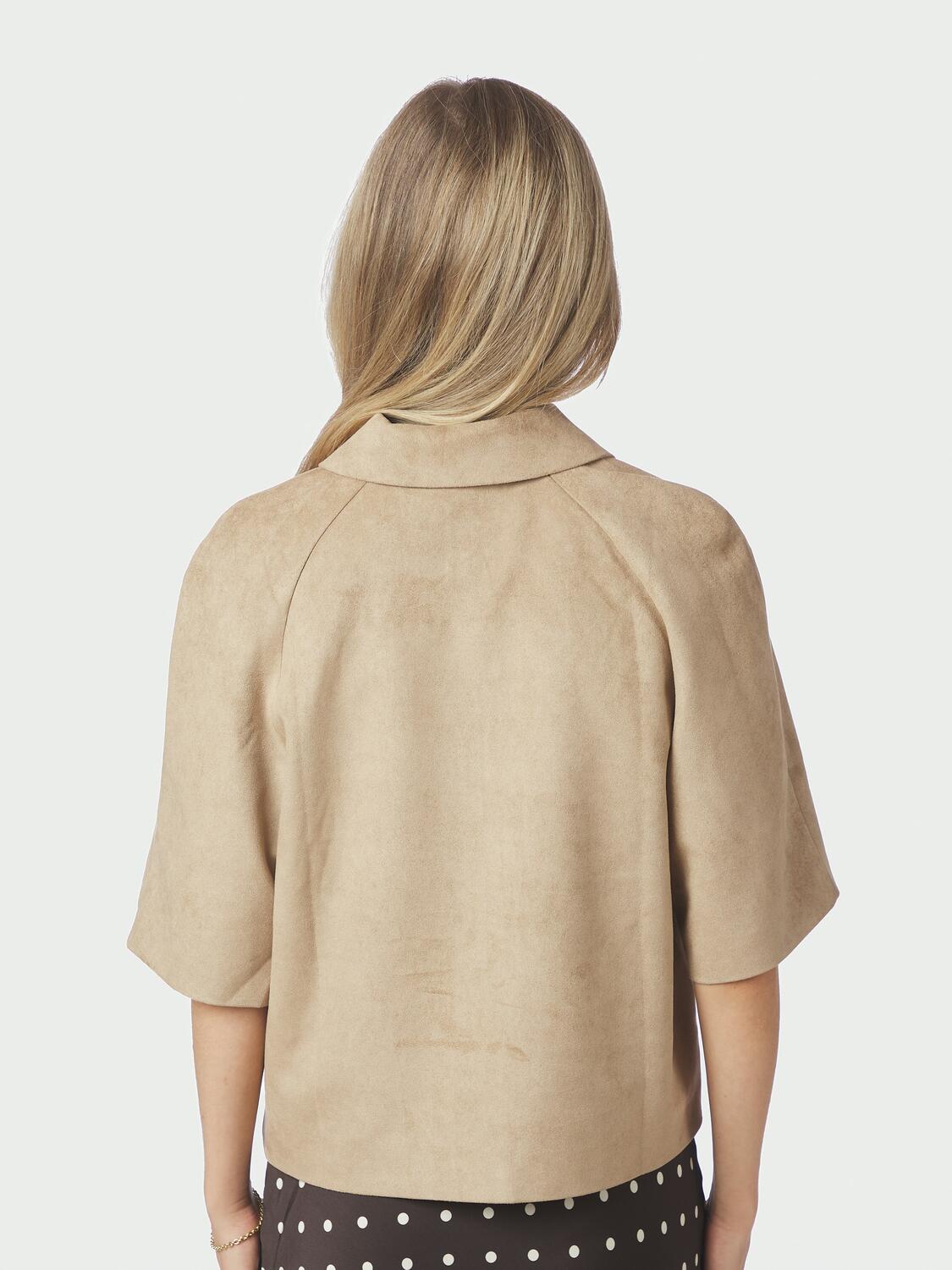Editta Faux Suede kortærmet skjorte - sand